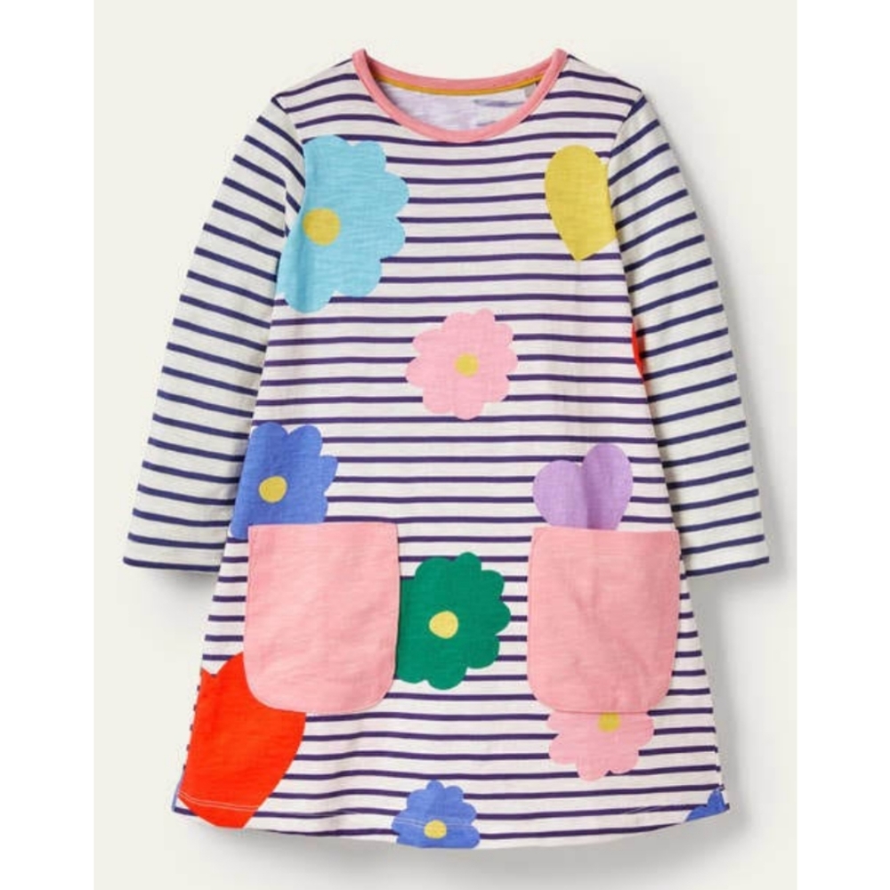 Mini Boden fun print jersey dress size 7-8